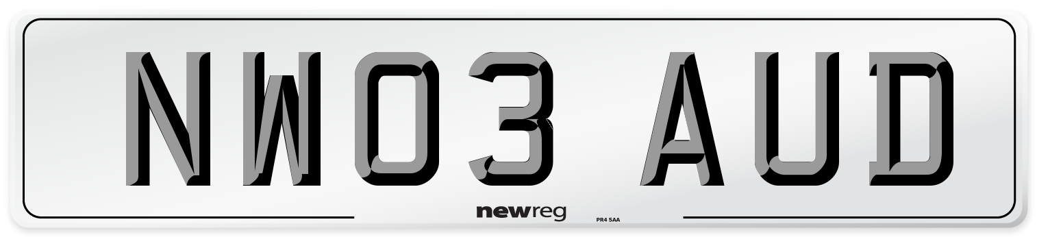 NW03 AUD Number Plate from New Reg